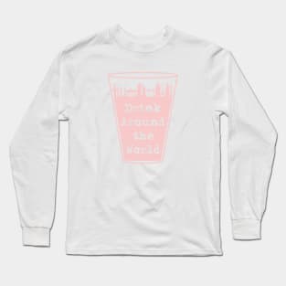 Drink Around the World Country Cup Millennial Pink Long Sleeve T-Shirt